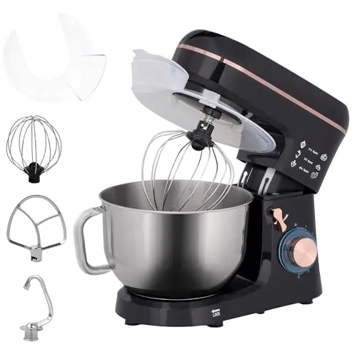 HOMCOM Küchenmaschine 5,5L 1400W - Knetmaschine mit Zubehör für Teig und Mixer
