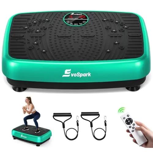 EvoSpark Vibrationsplatte 2025 - Doppelmotor für Abnehmen & Ganzkörpertraining - 450 LBS Power Vibration Plate (Grün)
