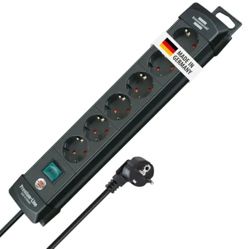 Brennenstuhl Premium-Line 6-Fach Steckdosenleiste für die Wandmontage mit 3 m Kabel