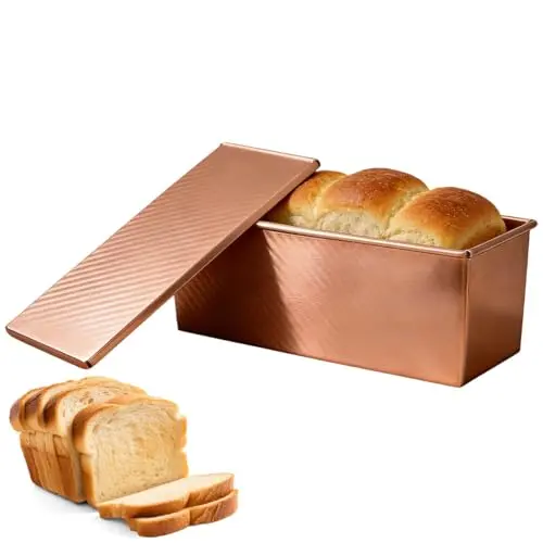 Vunanvu Goldene Toastbrot Backform mit Deckel 32x12 cm - Kastenform für perfektes Toastbrot