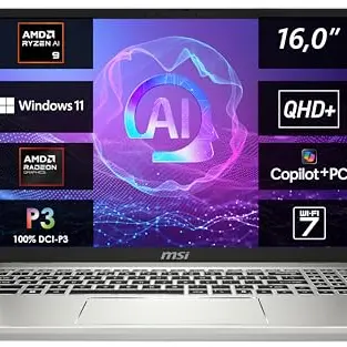 MSI Prestige A16 AI+, Business Laptop, 16,0" QHD+, AMD Ryzen 9, 32 GB RAM, 1 TB, Windows 11