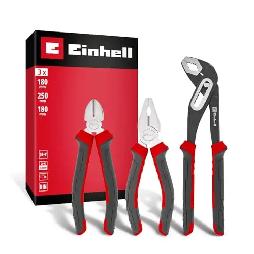 Einhell Zangen-Set 3-tlg. (Seitenschneider, Kombizange, Wasserpumpenzange) ergonomische Griffe