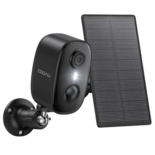COOAU 2K Solar Überwachungskamera Kabellos für Innen und Aussen mit Farb-Nachtsicht und Bewegungsmelder