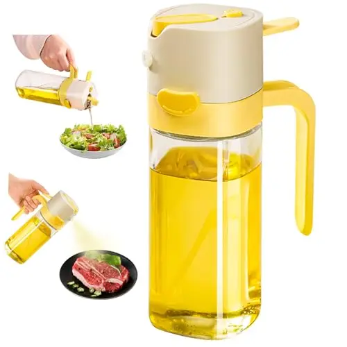 KTOPCOO Ölsprüher 530ml (Gelb) - 2-in-1 Sprühflasche für fettarme Öldosierung beim Marinieren und Grillen