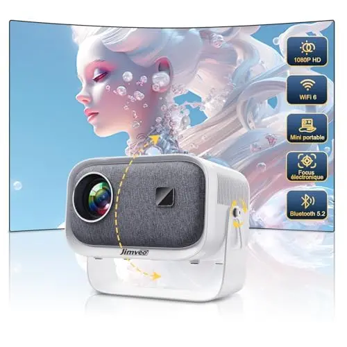 Jimveo Sky Mini Beamer 1080P Full HD 15000L mit WiFi, Bluetooth und 300'' Display