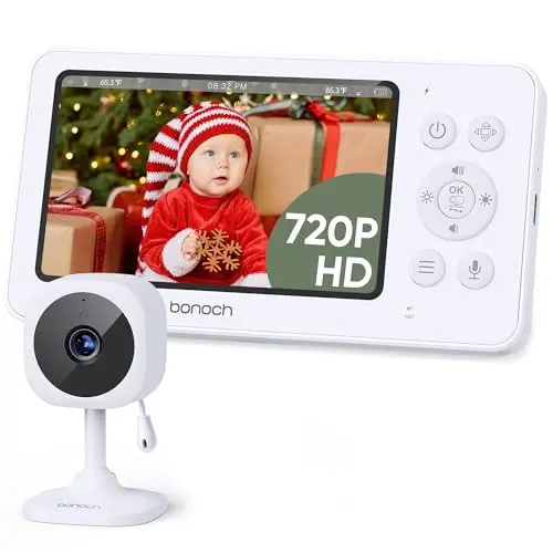 bonoch 4,3 Zoll Babyphone mit Kamera, Video Babyphon ohne WLAN, Nachtsicht, Beidseitige Audiofunktion, VOX-Modus, Temperatursensor