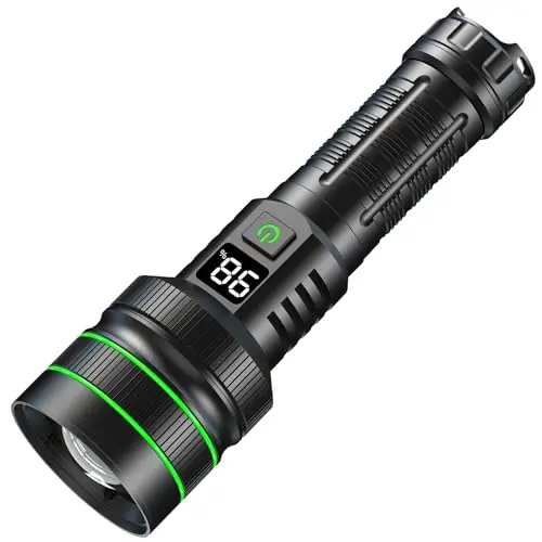 ASORT LED Taschenlampe 200000 Lumen, zoombar, USB-aufladbar, 6 Lichtmodi, IPX67 wasserdicht, ideal für Camping und Outdoor