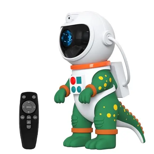 PANAMALAR Astronaut Sternenhimmel Projektor mit Dinosauriern, LED, Fernbedienung, Timer und 360° Drehung – Nachtlicht für Kinder, Party & Weihnachten