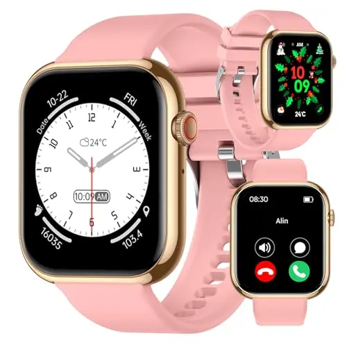 Smartwatch für Damen mit Telefonfunktion - 1,85" Fitnessuhr mit Herzfrequenz, Schlafmonitor und 113+ Sportmodi