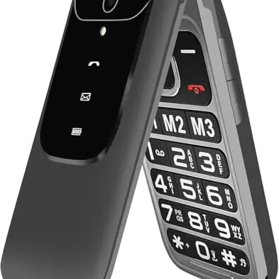 Brisum Seniorenhandy ohne Vertrag, Klapphandy mit großen Tasten, 2,4 Zoll Farbdisplay, Dual SIM, SOS-Taste, Taschenlampe