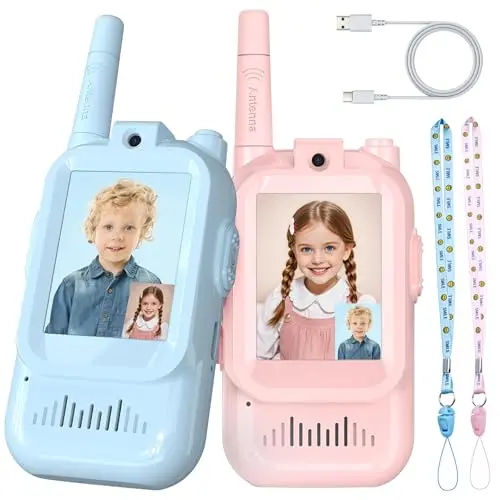 Walkie Talkie Kinder 2er Set - Aufladbares Spielzeug für Jungen und Mädchen (3-12 Jahre) - Rosa und Blau