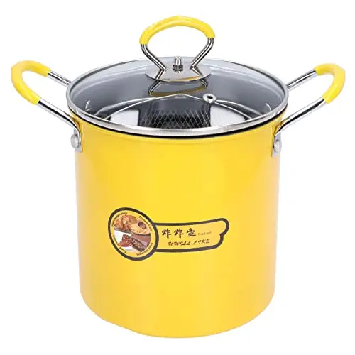 XIASABA 3 L Edelstahl Frittiertopf - Mini Fritteuse im Japanischen Stil mit Frittierkorb und Deckel