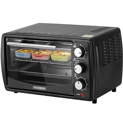 Steinborg® Mini Backofen 13 Liter mit Timer - 1.200 Watt, Ober- und Unterhitze, stufenlose Temperaturregelung bis 230°C