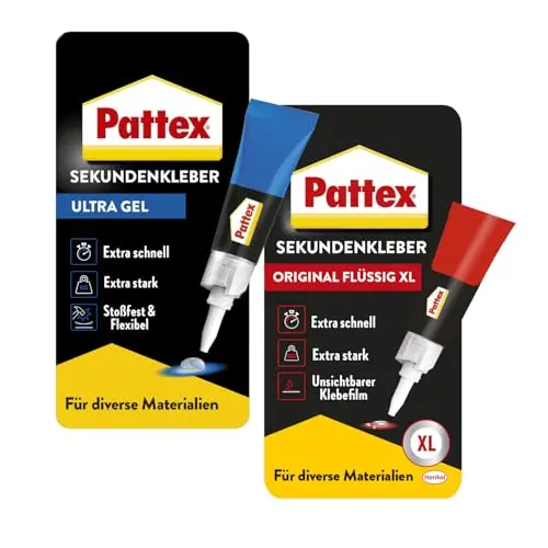 Pattex Sekundenkleber-Set (2x10g) - Flüssig und Ultra Gel für schnelle Reparaturen