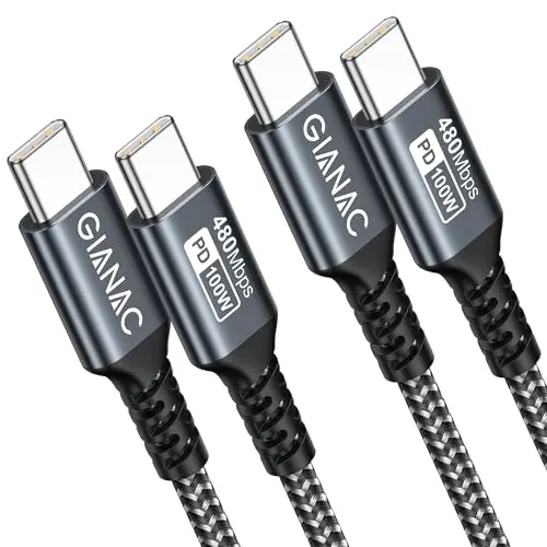 GIANAC 100W USB C auf USB C Kabel (2 Stück, 2M) - Schnellladekabel für iPhone 15 Pro, MacBook Pro, iPad Pro, Samsung Galaxy S23/S22/S21