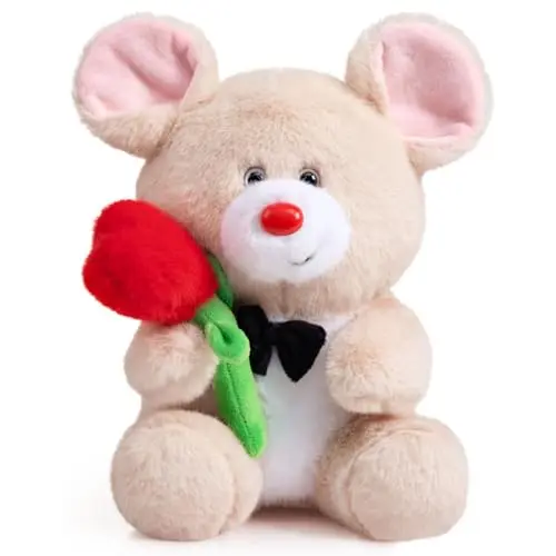 Plüsch Maus Teddy mit Herz – Flauschiges Kuscheltier für Valentinstag, Geschenk für Freundin oder Kinder
