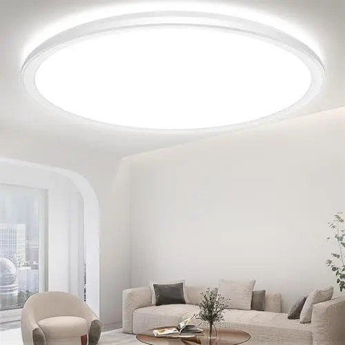 HABOWN LED Deckenleuchte Flach, 4000K, Runde Lampe für Wohnzimmer, Küche, Flur, Badezimmer und Balkon [Weiß]