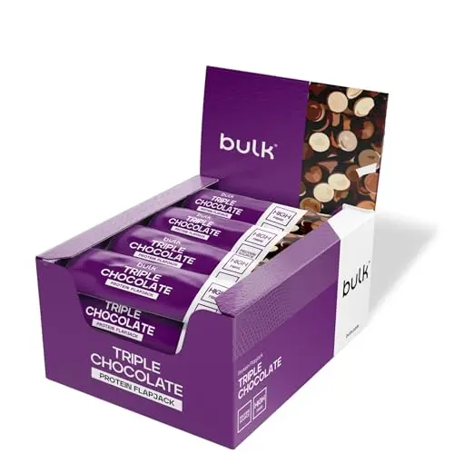 Bulk Protein Flapjack-Riegel - Dreifache Schokolade, 15g Protein, weicher Snack, ideal für unterwegs - Box mit 12 Stück