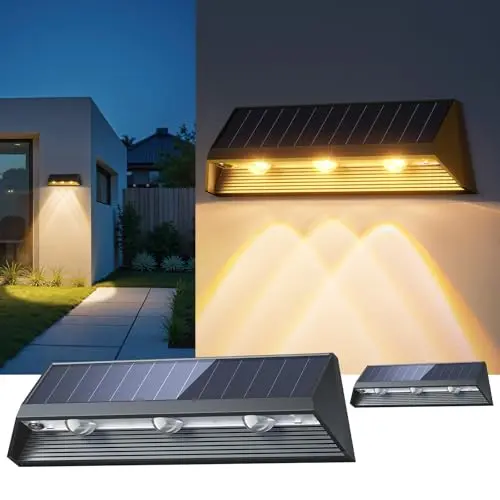 GEARLITE Solar Außenwandleuchte, 2 Lichtfarben, IP65 wasserdicht, 1500mAh, für Garten und Zaun