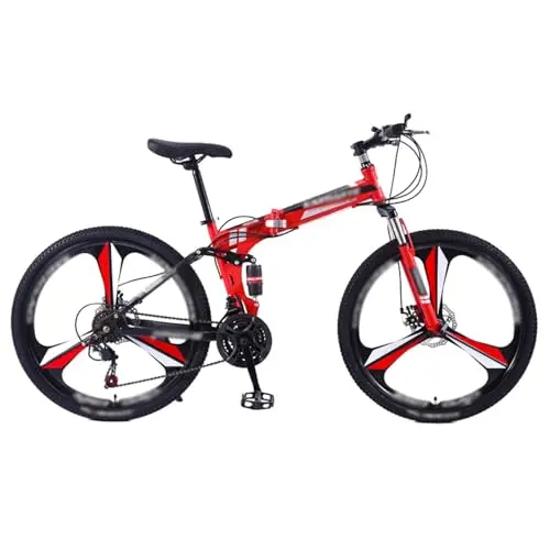 Faltbares Mountainbike 24/26 Zoll, Doppelfederung, 21-Gang, aus Stahl, für Erwachsene, Männer, Frauen & Teenager