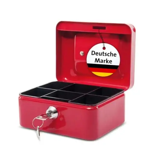 MAUL Geldkassette aus Stahl, rot, abschließbar, klein - Ideal als Spardose oder Trinkgeldkasse