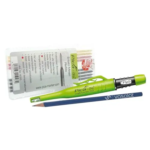 Pica Tieflochmarker Set - Dry Longlife Stift 3030 mit 8 Ersatzminen