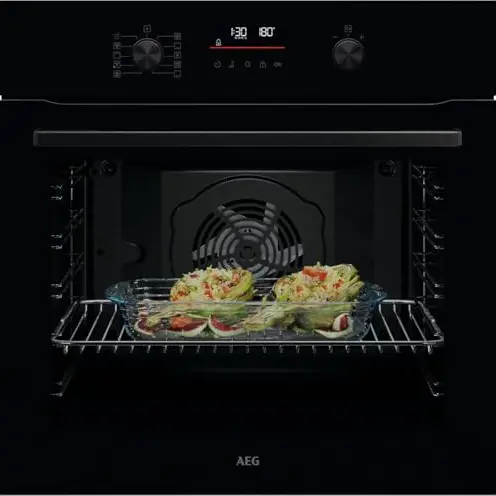 AEG Einbaubackofen Serie 5 mit Pyrolyse Selbstreinigung, 45 Automatikprogrammen und LED-Touchdisplay, Schwarz