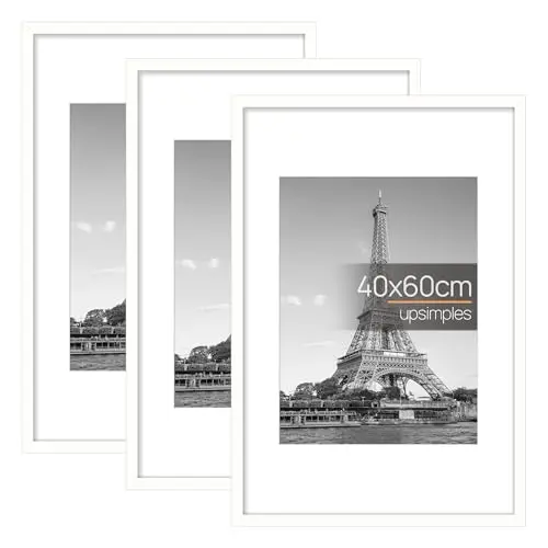 Upsimples 3er Set Bilderrahmen 40x60, Weiß, ideal für Fotos und Poster