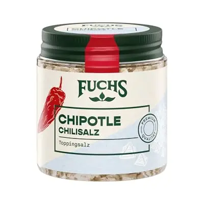 Fuchs Chipotle Chilisalz - Toppingsalz mit Pyramidenflocken - Ideal für Fleisch und Bowls - 60 g im wiederverschließbaren Glas