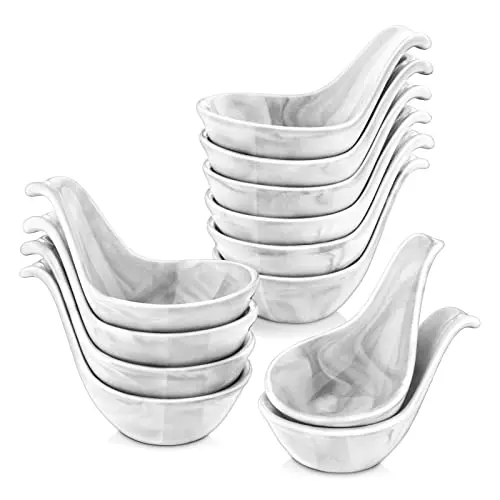 MALACASA Ramekin Set, 12-teilig, Marmor Porzellan Mini Snack- und Dessertschalen 3,75"