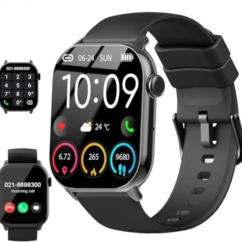 HD Smartwatch für Herren und Damen, 1,96" mit Telefonfunktion, Fitnessuhr, IP68 wasserdicht, Herzfrequenz-, Schlafmonitor