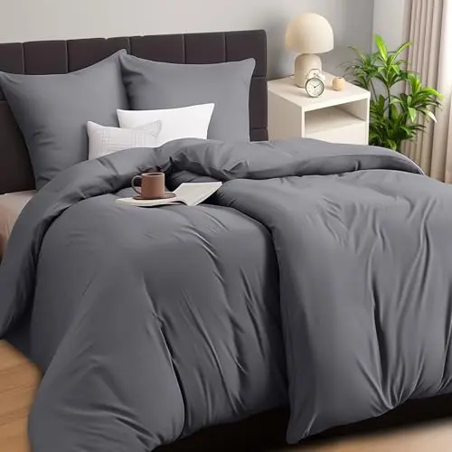 Utopia Bedding 4-teilige Bettwäsche 135x200 cm - Mikrofaser, Grau