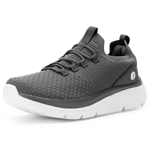 FitVille Slip On Sneakers Herren - Leichte, atmungsaktive Walkingschuhe, Grau, Größe 43 EU