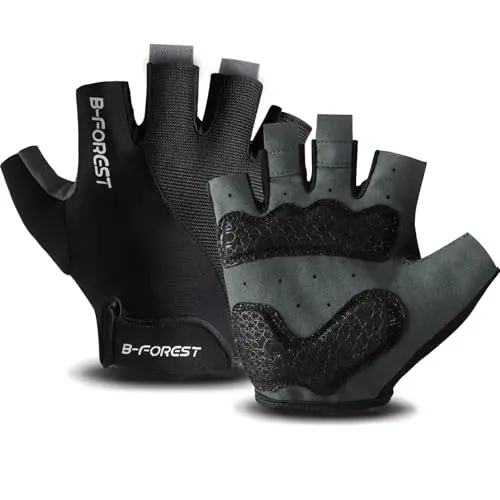 SkrekuiMa Kurzfinger Fahrradhandschuhe Herren Damen, atmungsaktiv, mit Gel-Polsterung, rutschfest und stoßdämpfend für MTB & Rennrad
