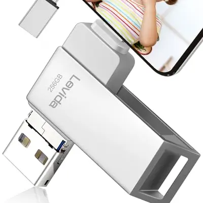 USB Stick 256GB Levida USB 3.0 für iOS, Android, Laptop und PC - Drehbares Design, Automatisches Backup