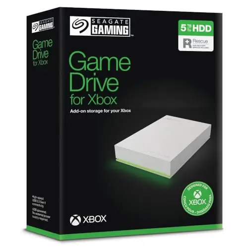 Seagate Game Drive für Xbox 5TB, Tragbare Externe Festplatte, USB 3.0, Weiß