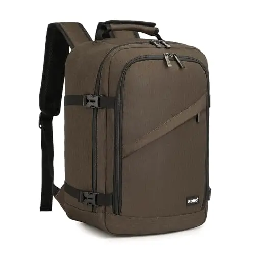 KONO Handgepäck Rucksack für Easyjet - 30L, Braun, 44x33x20 cm, Ideal für Reisen und Schule