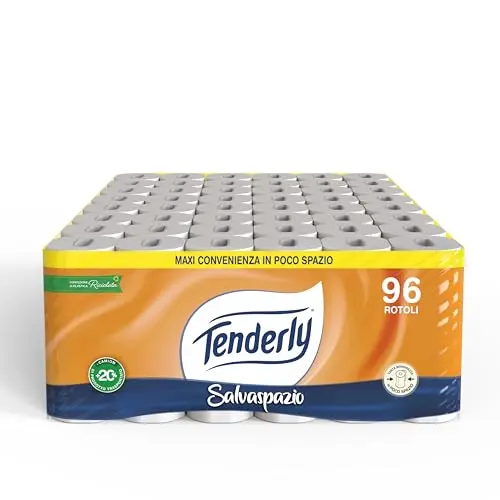 Tenderly 90 Rollen Toilettenpapier, 2-lagig, mit Malven- und Ringelblumenextrakten, hergestellt in Italien