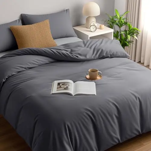 Utopia Bedding Mikrofaser Bettwäsche-Set 200x200 cm mit 2 Kissenbezügen 50x75 cm - Grau