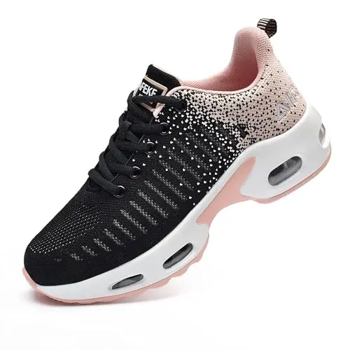 WNA Damen-Wanderschuh mit Plateau-Keil, Schwarz/Pink, Größe 37-42