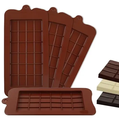 4er Set Silikon Schokoladenform für DIY, 24 Raster, wiederverwendbar (22,5 x 10,5 cm)
