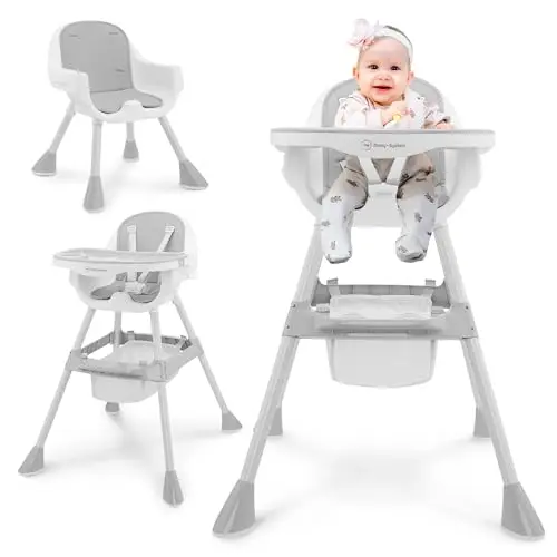 Moby-System Verstellbarer Hochstuhl Magnolia 2in1 mit Tablett – Grau, Ab 6 Monaten
