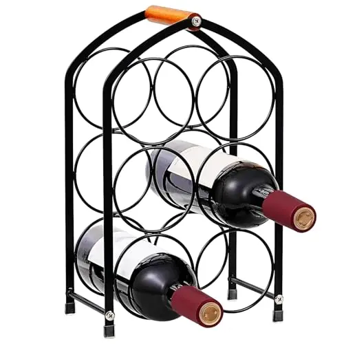 GOZYLA Weinregal für 6 Flaschen – platzsparendes, modernes Metallregal für Wohnzimmer, Küche und Bar
