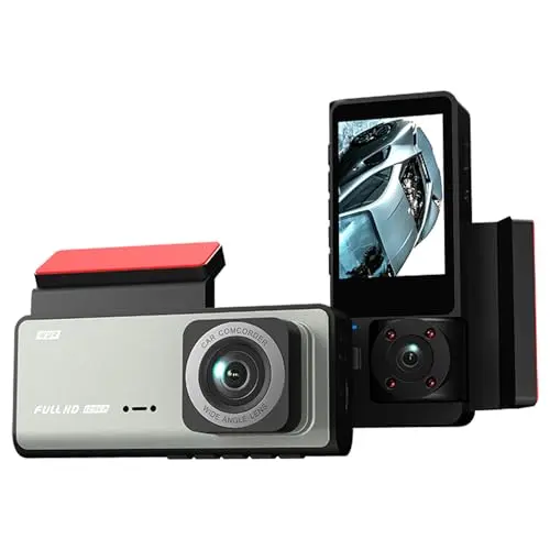 Mulcort Dashcam vorne und hinten, 1080P + 480P, integriertes WLAN, 2,0-Zoll-IPS-Bildschirm, Nachtsicht, 170°-Weitwinkel