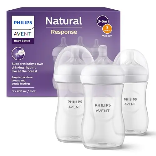 Philips Avent Natural Response Babyflasche, 260 ml, 3er-Pack, mittlerer Nahrungsfluss