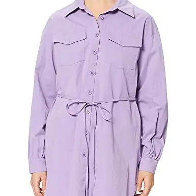 NA-KD Damen Oversized Hemd mit Gürtel, Violett, Größe 34