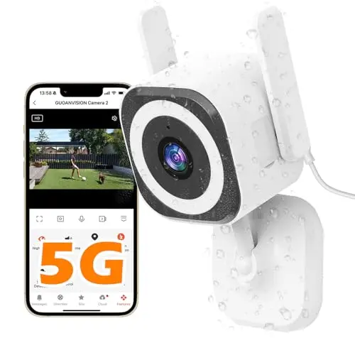 GUOANVISION 5G 2K WLAN Überwachungskamera für Innen & Außen, Babyphone mit App, IP66 wasserdicht, 2-Wege-Audio, Auto-Zoom