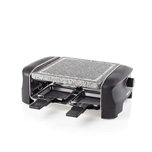 Princess Raclette Grill für 4 Personen - mit Steingrill und regelbaren Heizstufen, 600 Watt, Schwarz