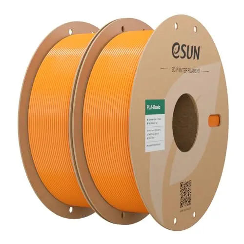 eSUN PLA Filament 1,75mm, 1kg je Spule, 2 Spulen, Orange, hochwertiges 3D Druckfilament