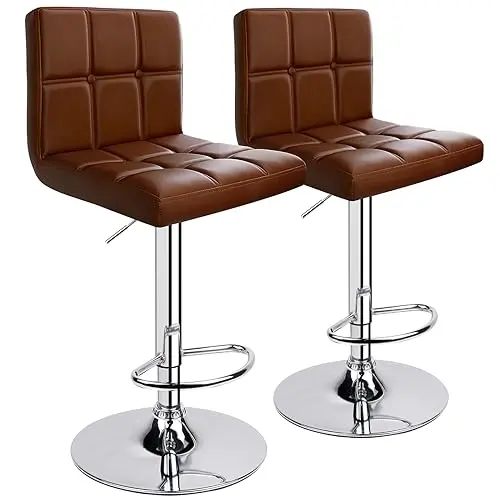 Leader Accessories Barhocker 2er-Set höhenverstellbar 62-83cm Drehstuhl 360° Kunstlederkaffee